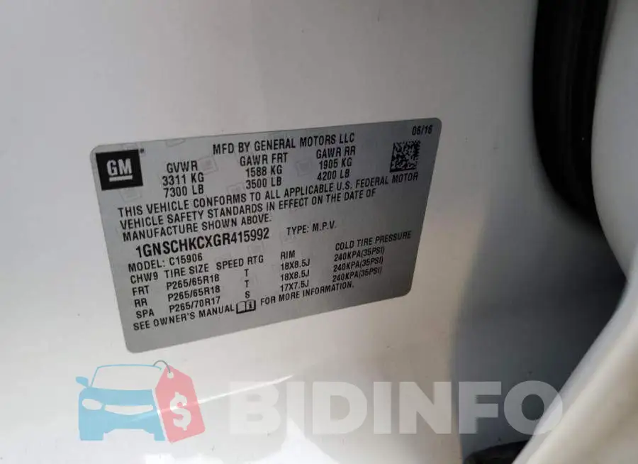 1GNSCHKCXGR415992 Photo# 14