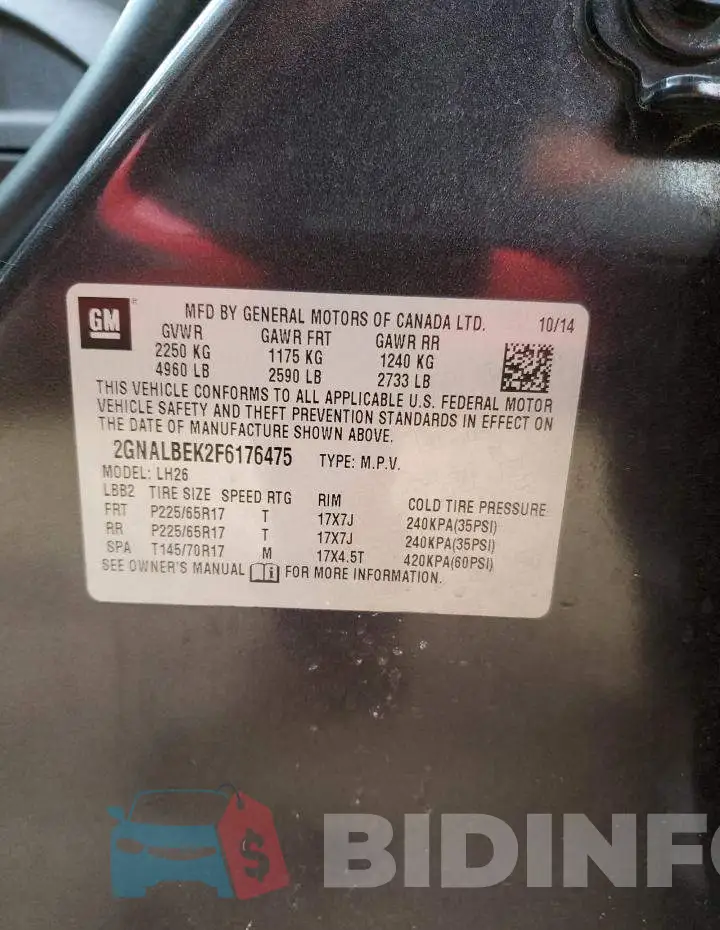 2GNALBEK2F6176475 Photo# 12