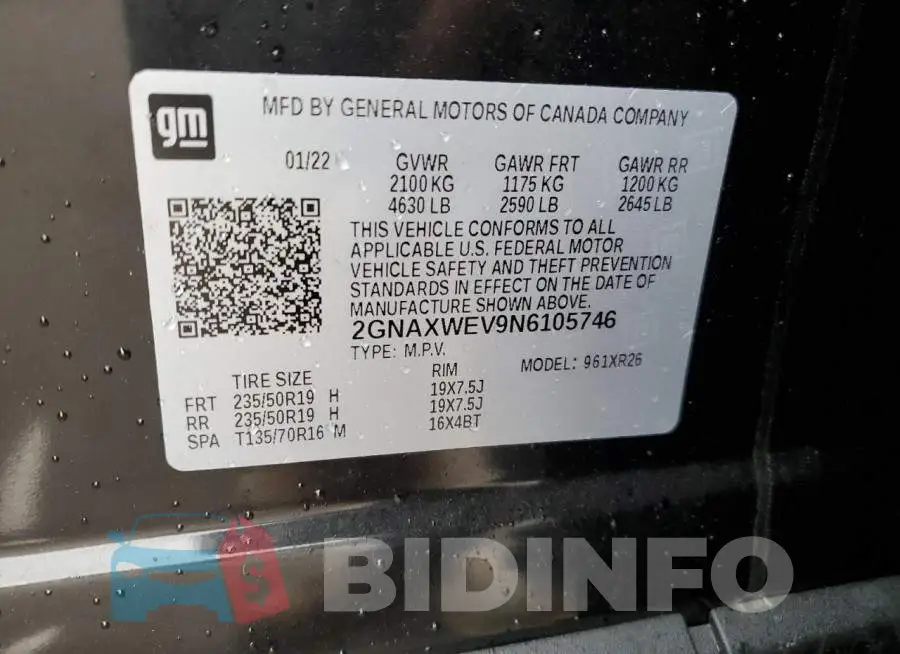 2GNAXWEV9N6105746 Photo# 13