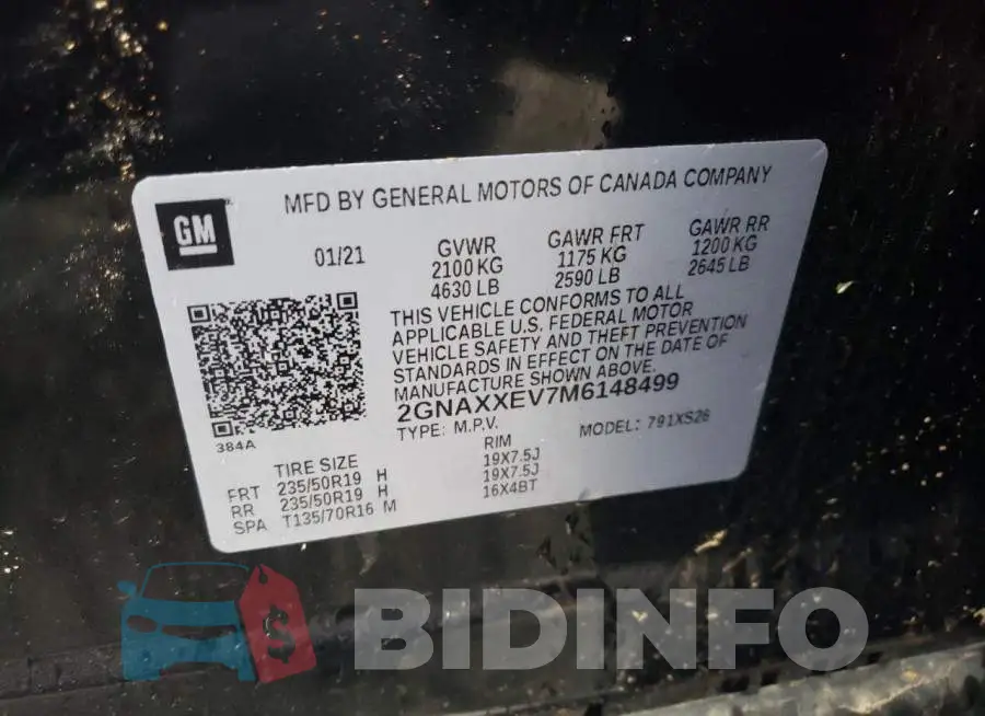 2GNAXXEV7M6148499 Photo# 13