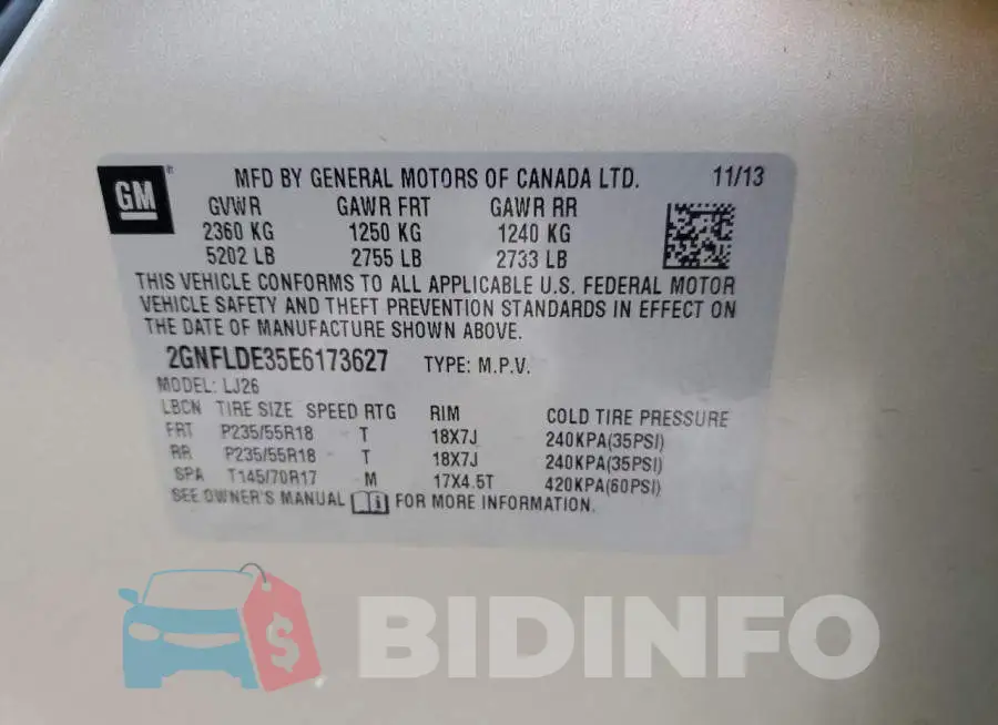 2GNFLDE35E6173627 Photo# 13