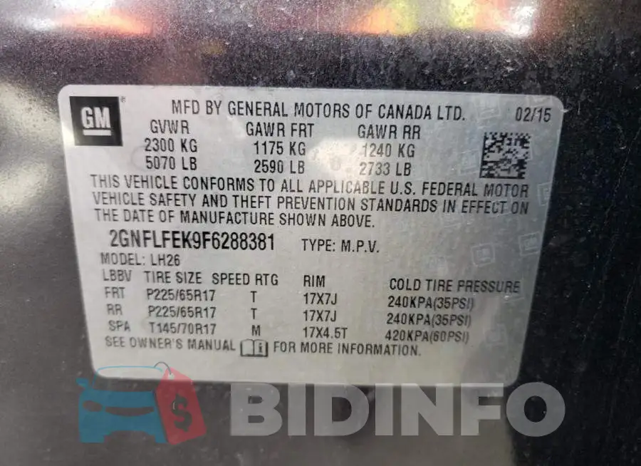 2GNFLFEK9F6288381 Photo# 10