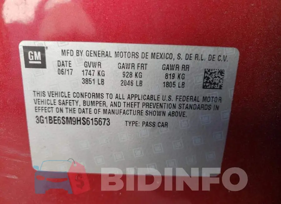 3G1BE6SM9HS615673 Photo# 13