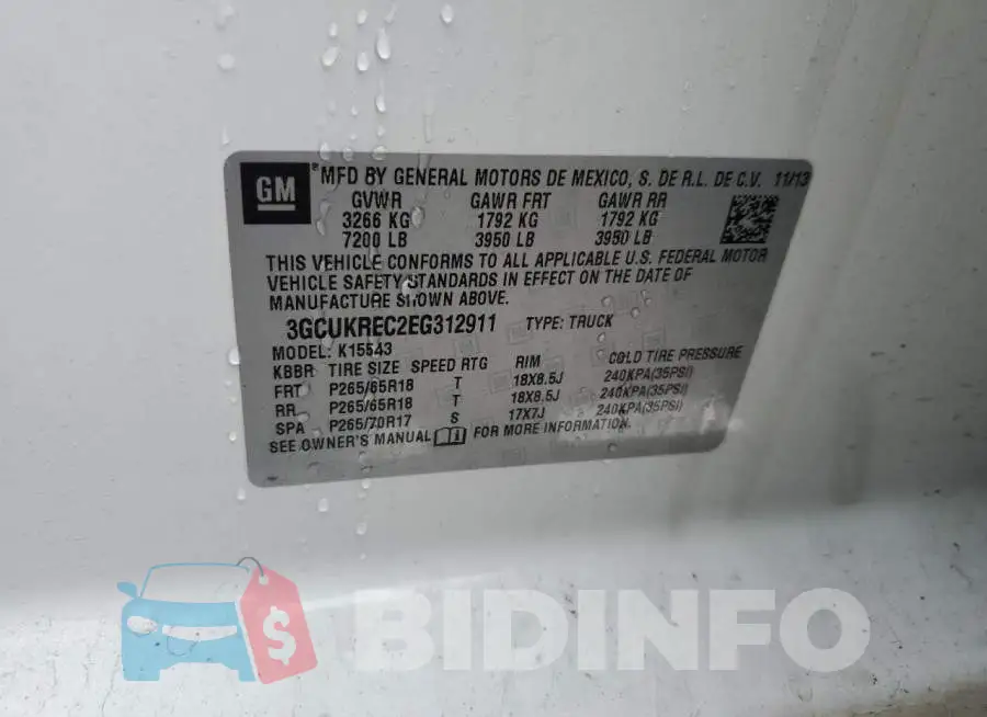 3GCUKREC2EG312911 Photo# 12