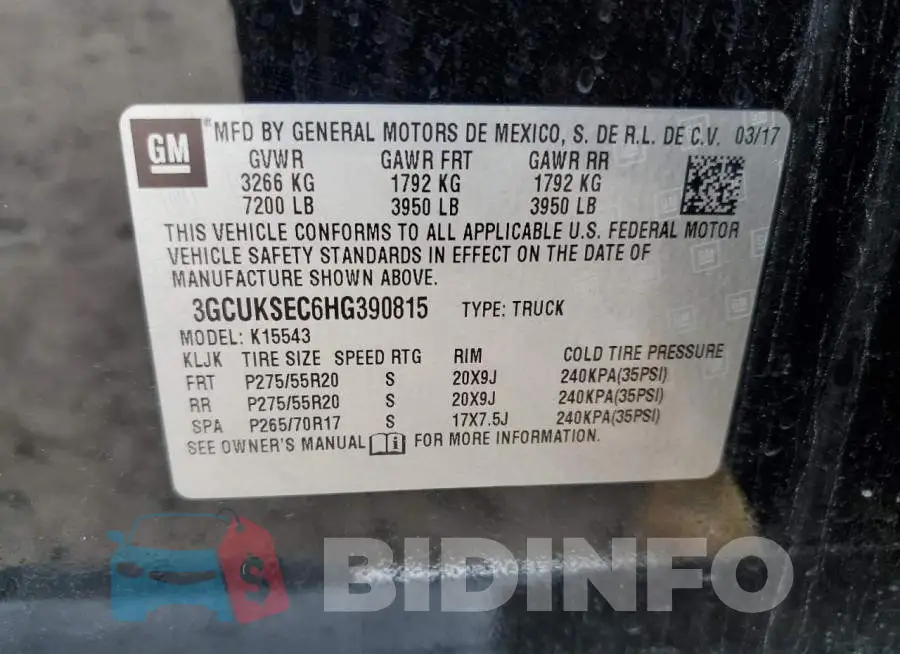 3GCUKSEC6HG390815 Photo# 12