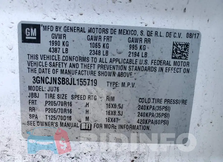 3GNCJNSB8JL155719 Photo# 13