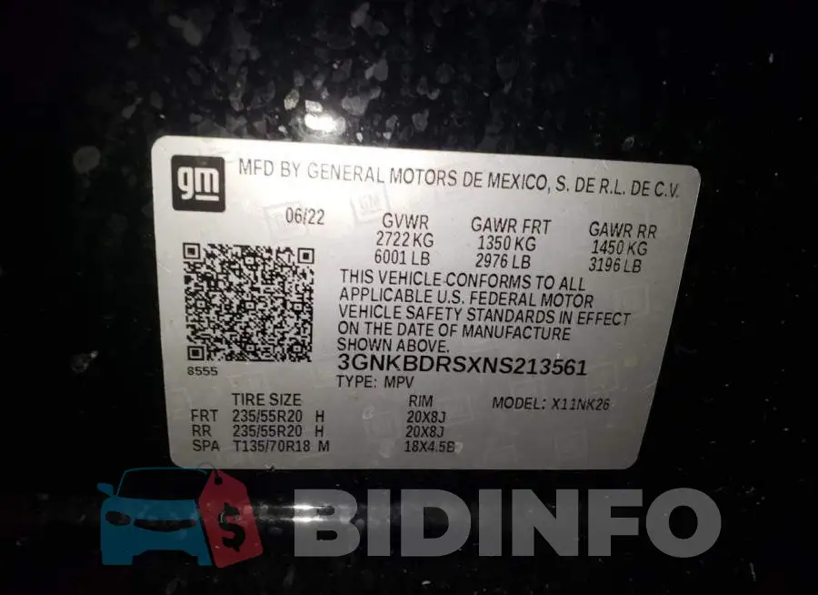 3GNKBDRSXNS213561 Photo# 13