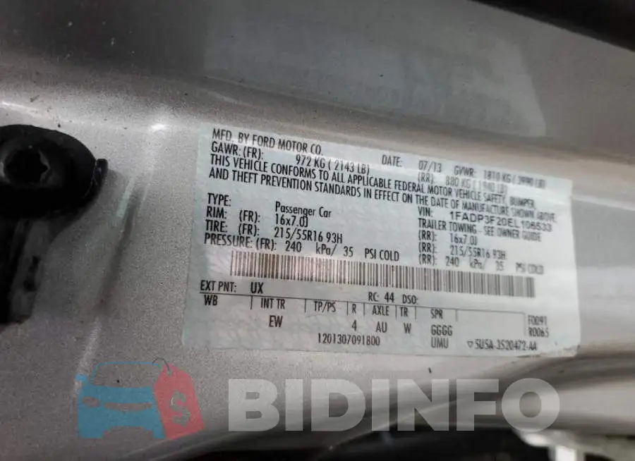 1FADP3F20EL106533 Photo# 12