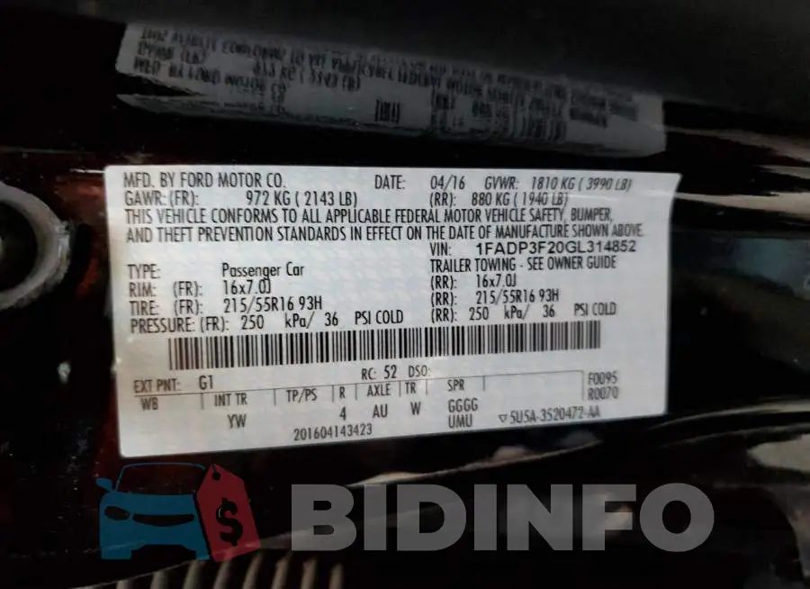 1FADP3F20GL314852 Photo# 10