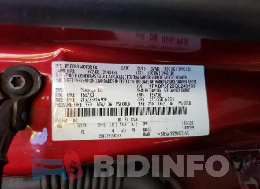 1FADP3F29GL249189 Photo# 10