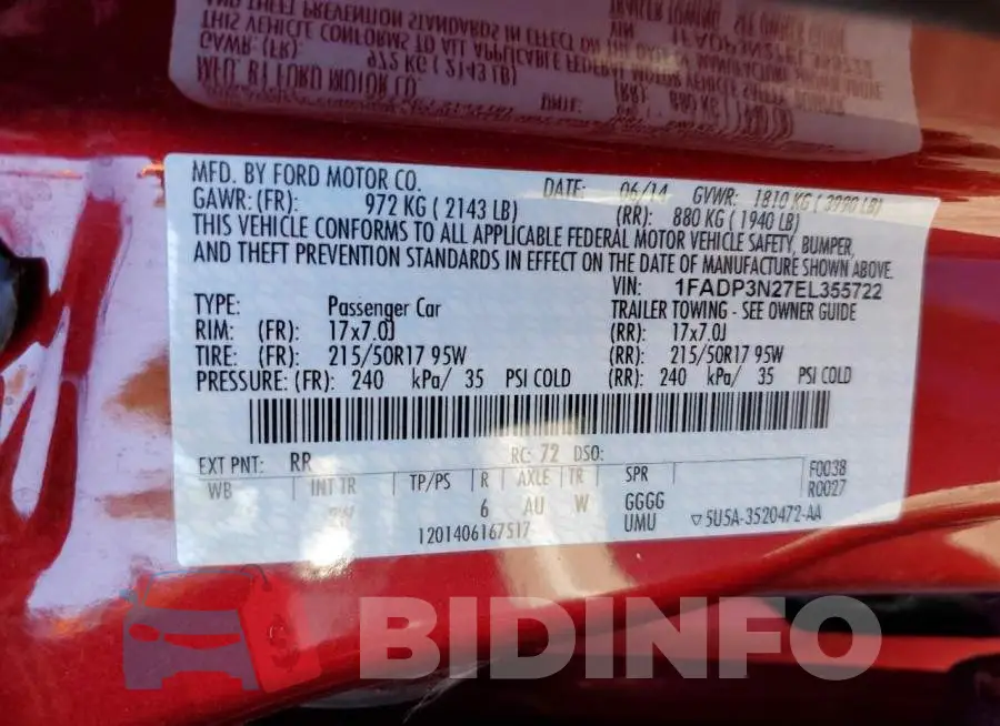1FADP3N27EL355722 Photo# 12