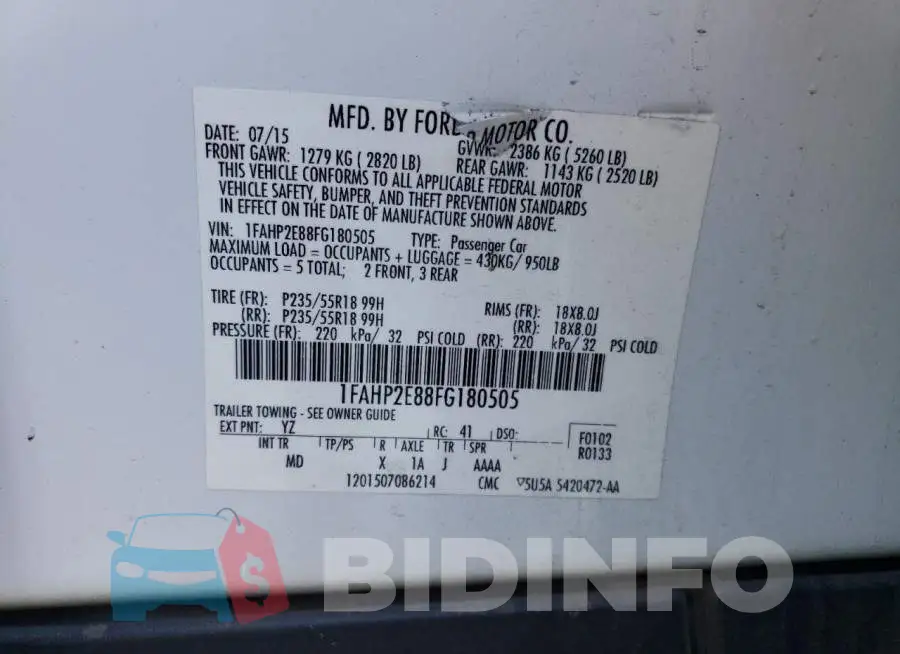 1FAHP2E88FG180505 Photo# 12