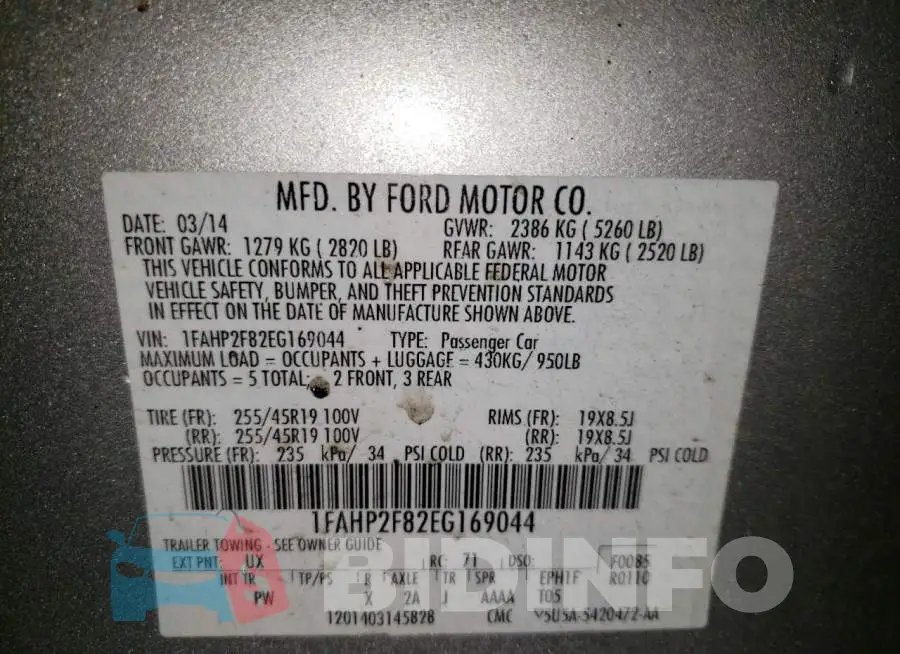 1FAHP2F82EG169044 Photo# 13