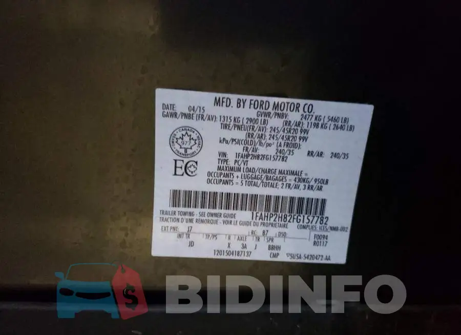 1FAHP2H82FG157782 Photo# 12