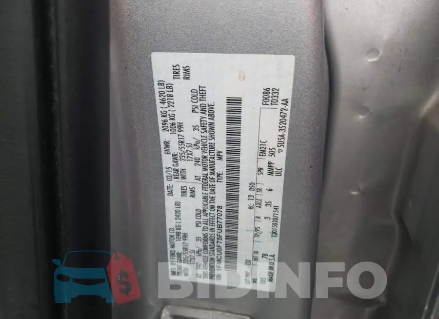1FMCU0F75FUB77078 Photo# 12