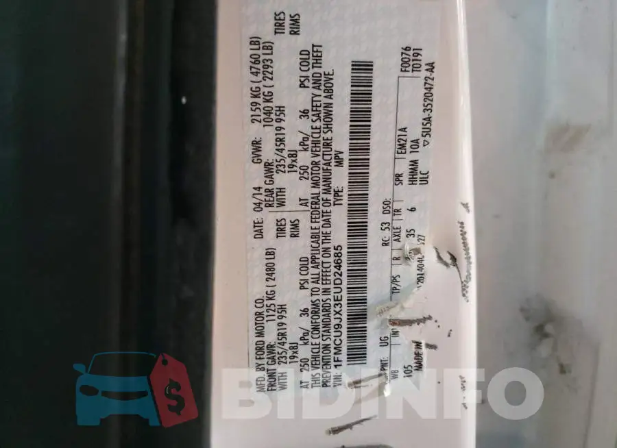 1FMCU9JX3EUD24685 Photo# 13