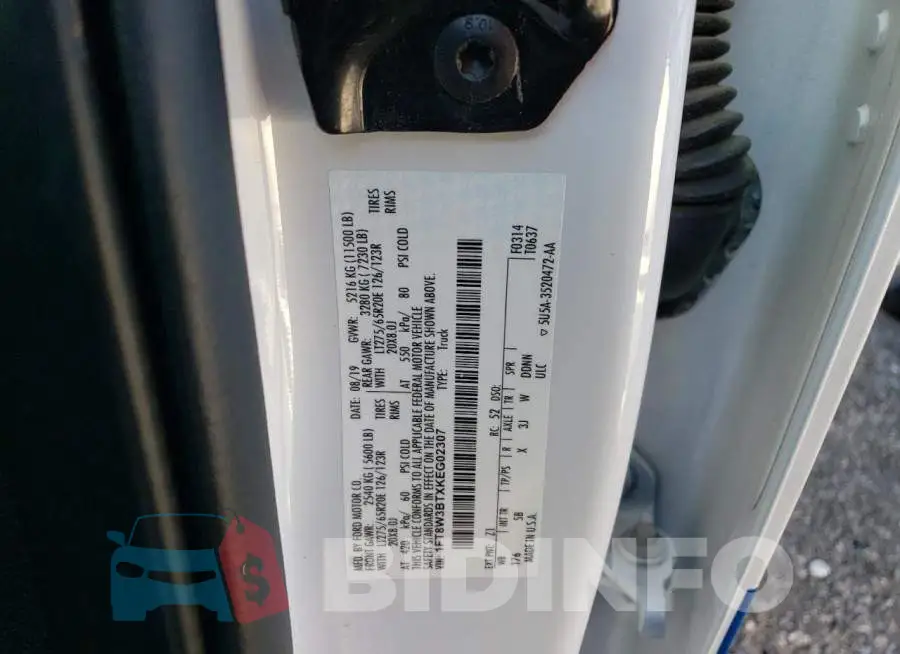 1FT8W3BTXKEG02307 Photo# 13