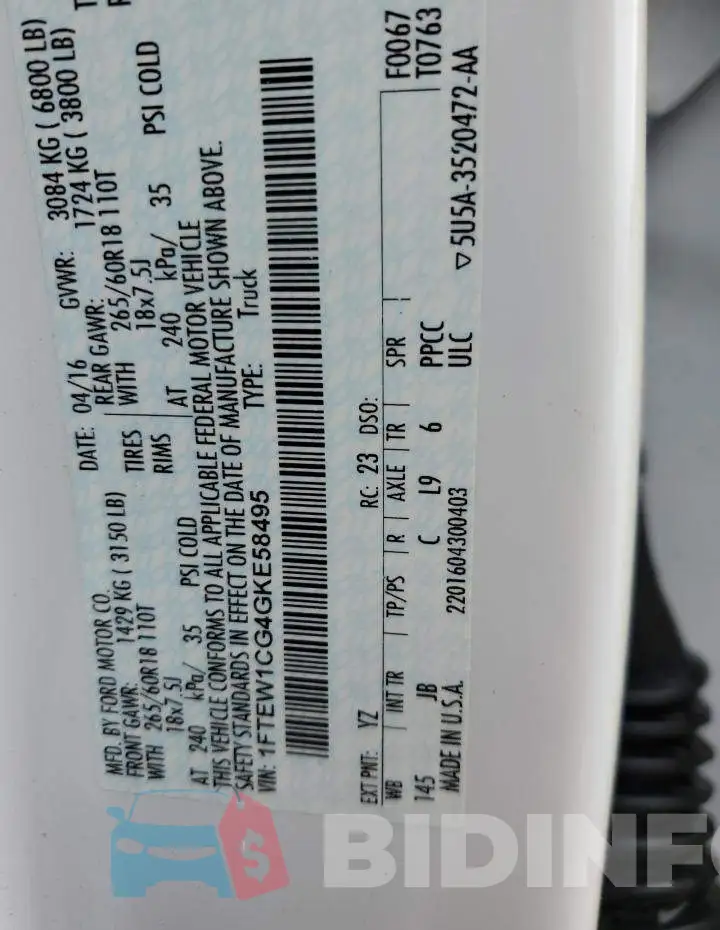 1FTEW1CG4GKE58495 Photo# 12