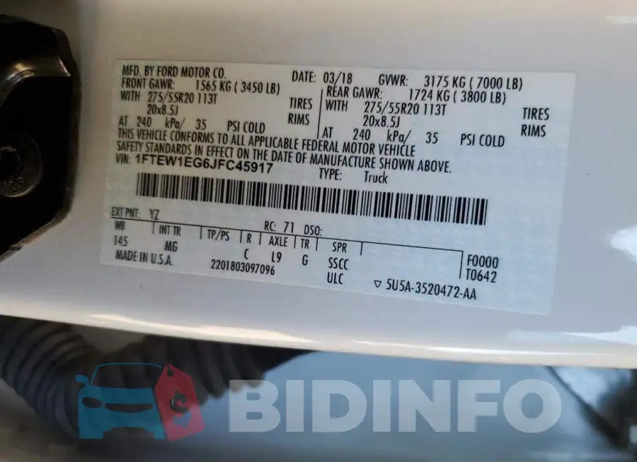 1FTEW1EG6JFC45917 Photo# 12