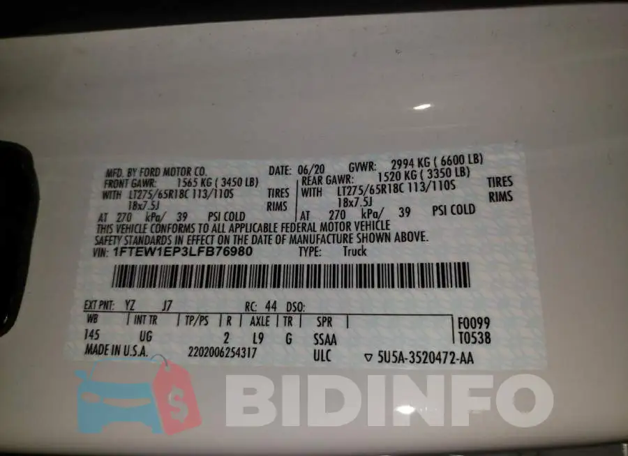1FTEW1EP3LFB76980 Photo# 13