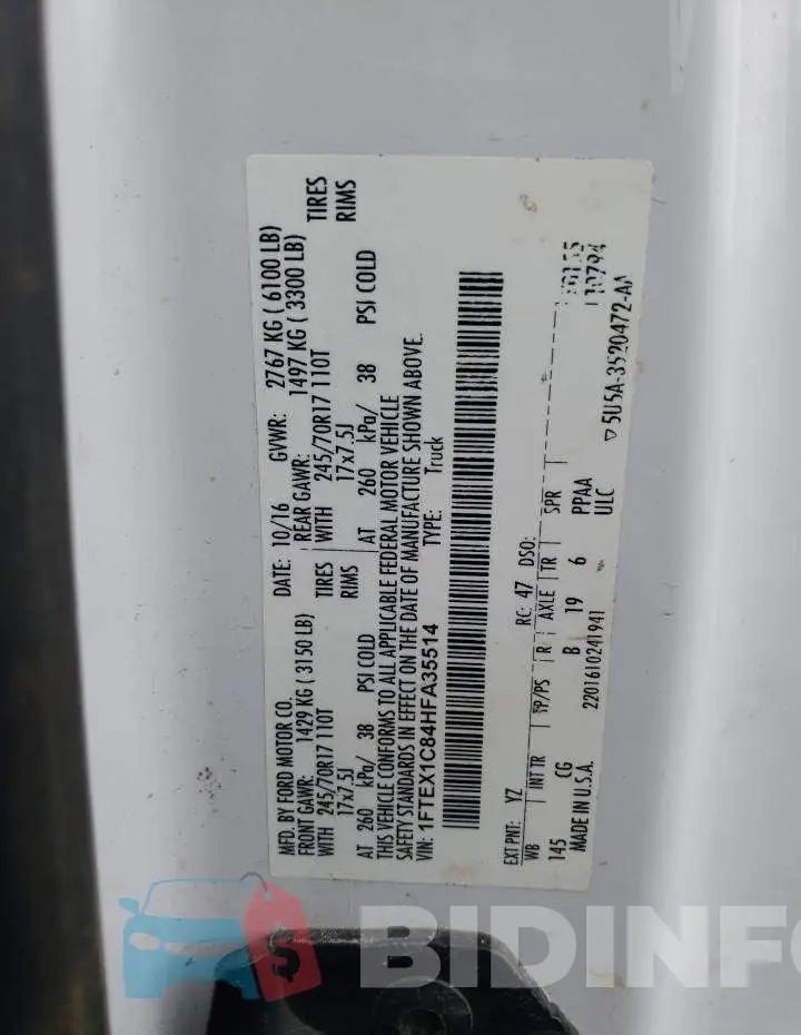1FTEX1C84HFA35514 Photo# 12