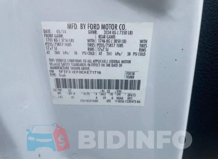 1FTFX1EF0EKE71716 Photo# 10