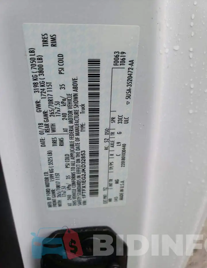 1FTFX1EG2JKD32853 Photo# 12