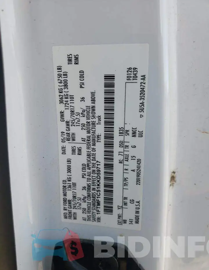 1FTMF1C51KKD59717 Photo# 12