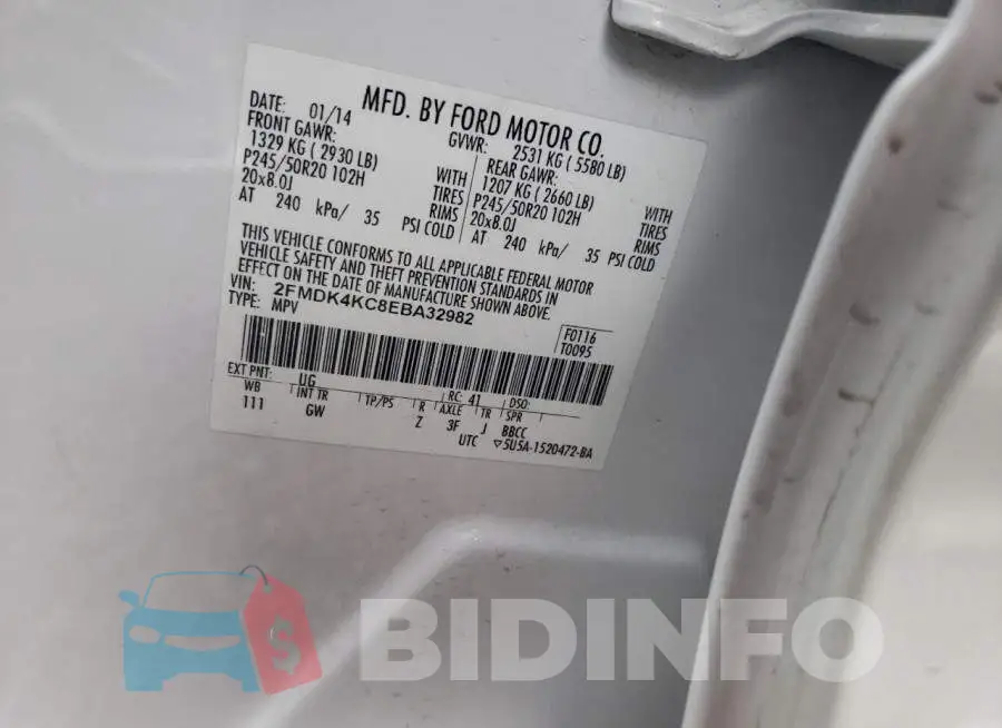 2FMDK4KC8EBA32982 Photo# 12