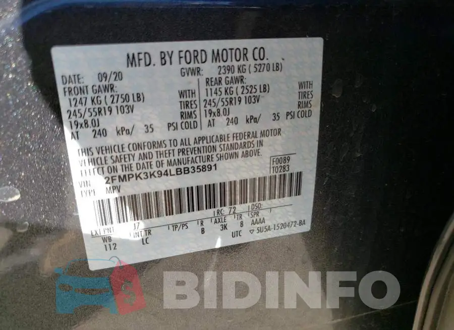 2FMPK3K94LBB35891 Photo# 14