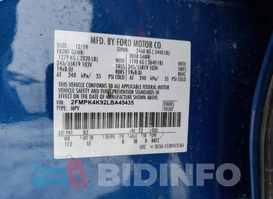 2FMPK4K92LBA45435 Photo# 14