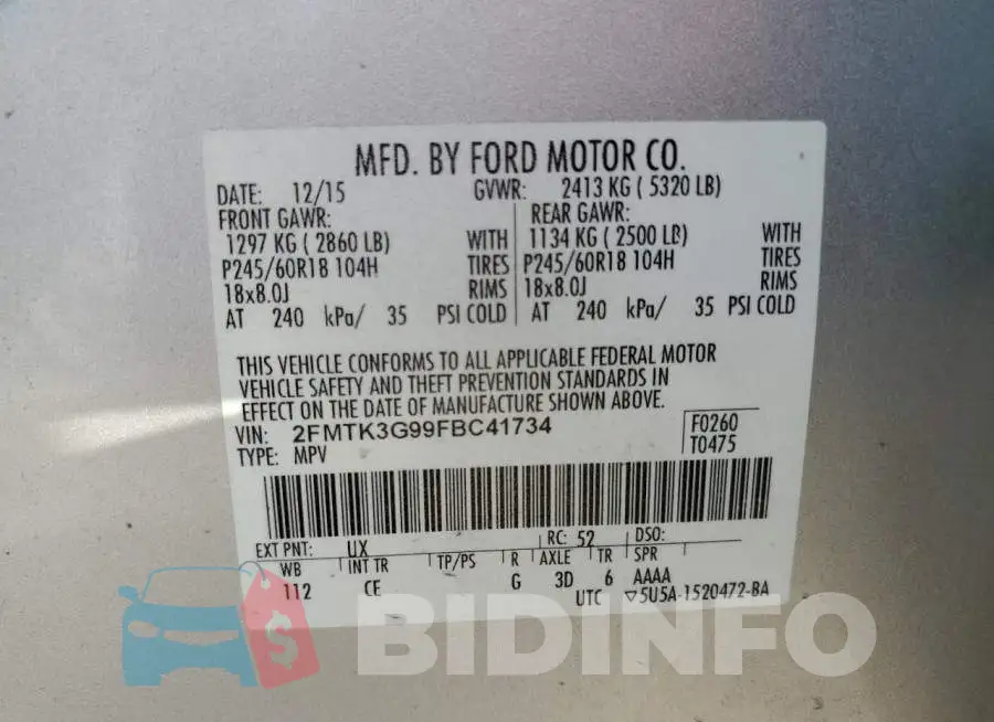 2FMTK3G99FBC41734 Photo# 14