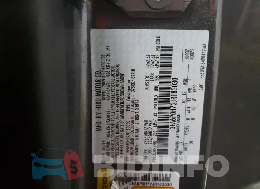 3FA6P0H72JR183030 Photo# 12