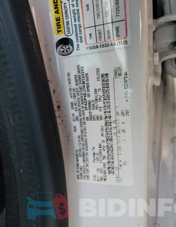 3FADP4EJ7KM124262 Photo# 13