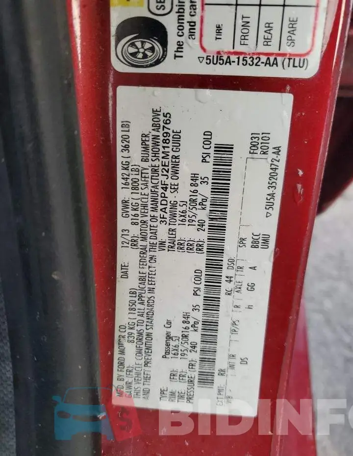 3FADP4FJ2EM189765 Photo# 12