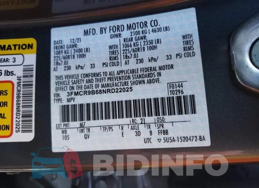 3FMCR9B68NRD22025 Photo# 10