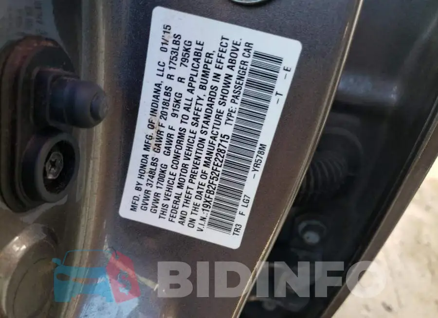 19XFB2F52FE228715 Photo# 12