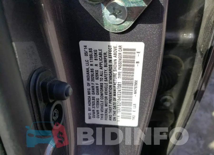 19XFB2F84EE247081 Photo# 12