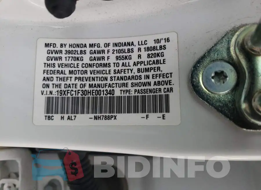19XFC1F30HE001340 Photo# 12