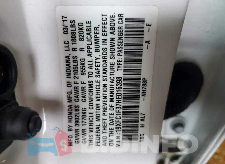 19XFC1F37HE016398 Photo# 12