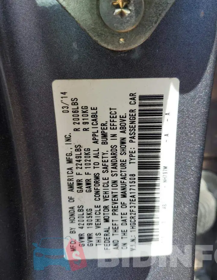 1HGCR2F37EA171508 Photo# 12