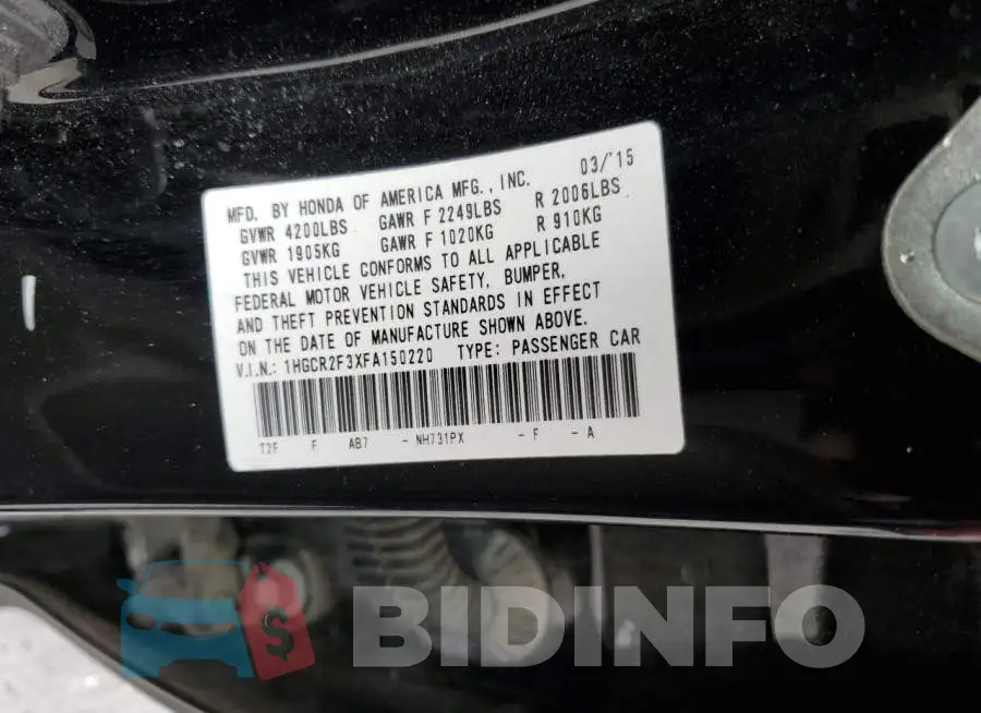 1HGCR2F3XFA150220 Photo# 13