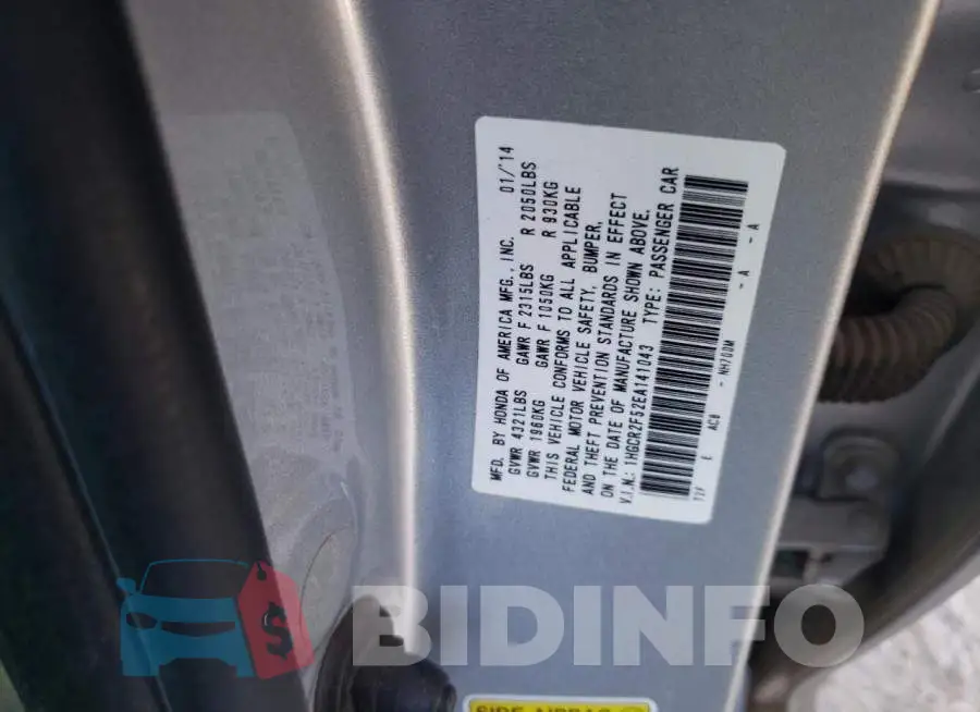 1HGCR2F52EA141043 Photo# 12