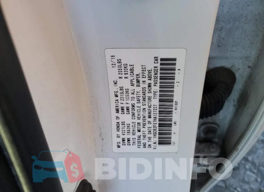 1HGCR2F57HA127207 Photo# 12