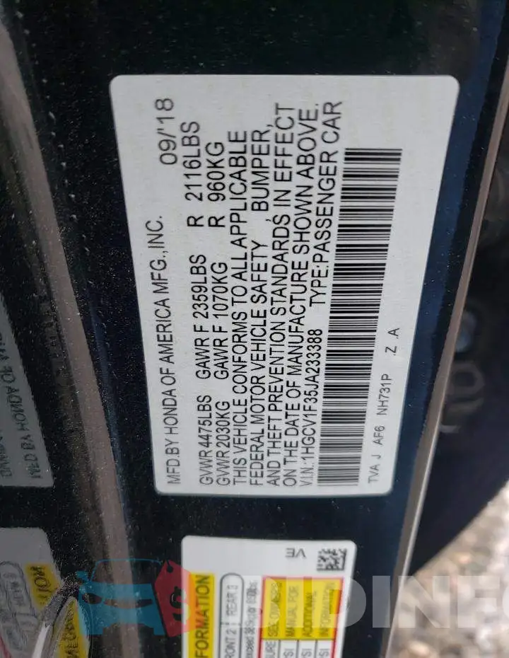 1HGCV1F35JA233388 Photo# 12