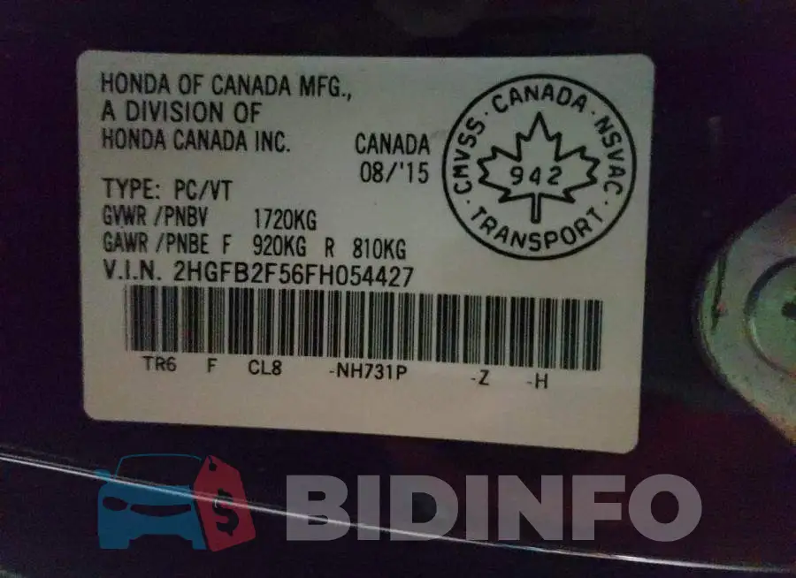 2HGFB2F56FH054427 Photo# 12
