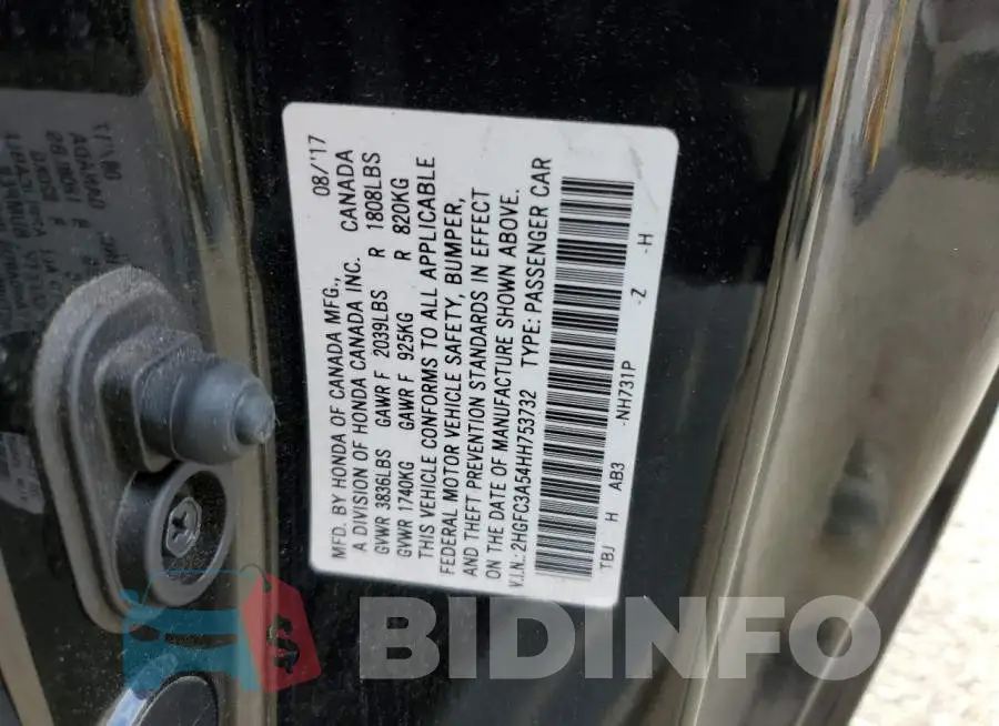 2HGFC3A54HH753732 Photo# 12