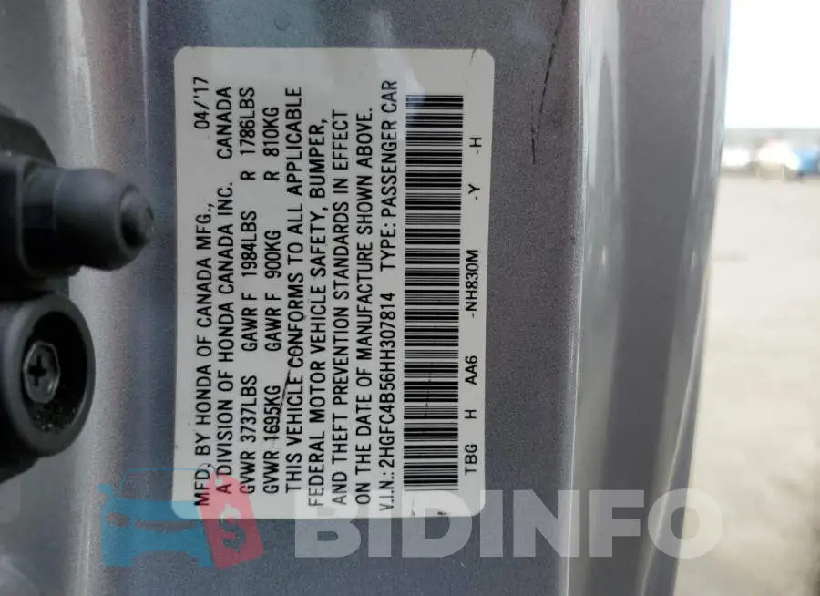 2HGFC4B56HH307814 Photo# 13