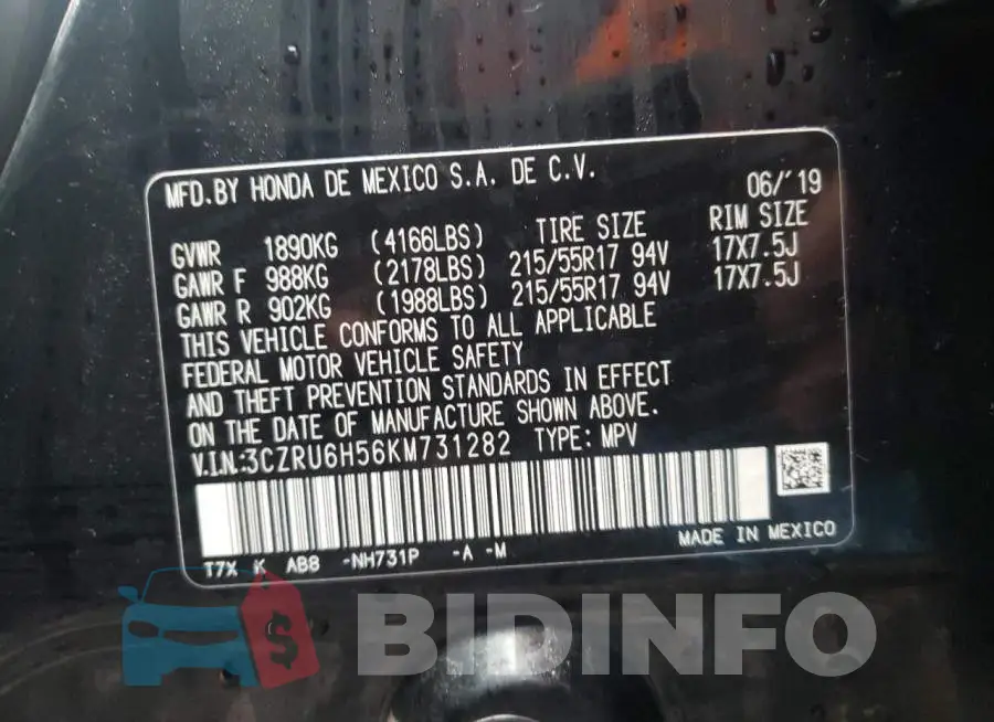 3CZRU6H56KM731282 Photo# 13