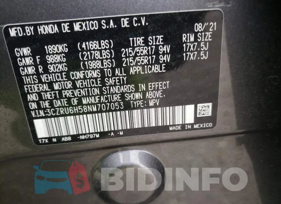 3CZRU6H58NM707053 Photo# 10